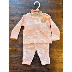 Baby Girl Pink 2 Piece Outfit with White Flowers by Huggies NWTS 6M